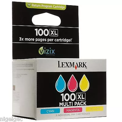 LEXMARK 100XL SET 3 INKS Impact S505 Interpret S605 • £59.77