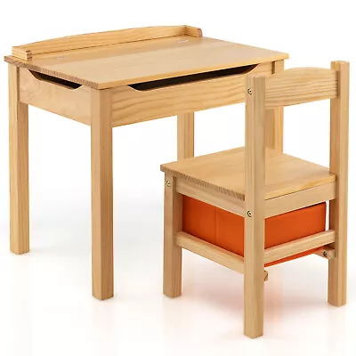 Kids Table And Chair Set Flip Top Toddler Study Desk Wooden Activity Table Set • £74.95