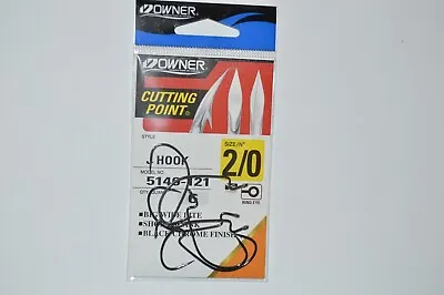 Owner Cutting Point J Hook Extra Big Wide Bite 2/0 5140-121 6 Pr Pk Black Chrome • $2.95