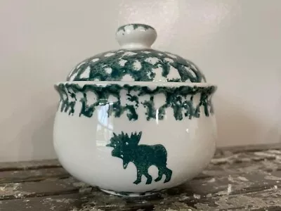 Vintage Tienshen Moose Folk Country Sugar Bowl Lid Genuine Stoneware  Pottery • $12