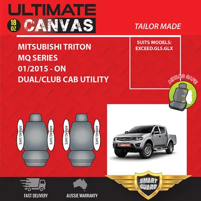 $169 • Buy CANVAS Seat Covers For Mitsubishi Triton MQ Series Dual Cab 01/2015 - On Fronts