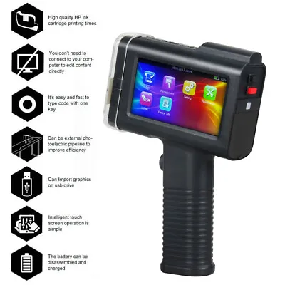 Handheld Inkjet Printer For Date Word QR Code Barcode Label Logo DIY 2.5-12.7mm • $529.99