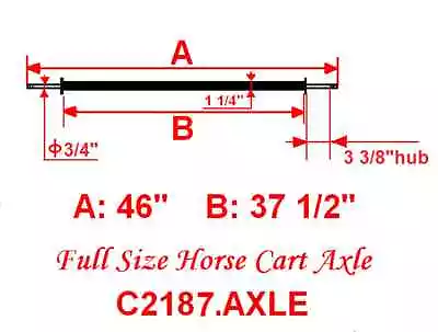 New Full Size Horse Cart Axle With 3/4  Axle 3 3/8  Hub • $139