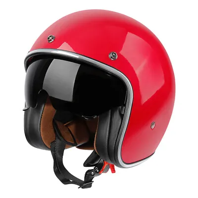 $59.99 • Buy 3/4 Open Face Low Profile Retro Vintage Motorcycle Helmet DOT Adult S M L XL