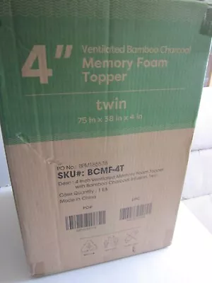 New In Box:  Ventilated Bamboo Charcoal 4  Memory Foam Topper--twin Size • $50