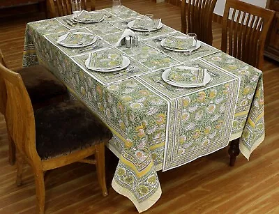 $136.73 • Buy Floral Block Printed Table Cloth Dining Table Napkins With Mats