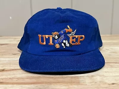 Vintage Corduroy UTEP MINERS College SnapBack Hat USA Made RARE • $72