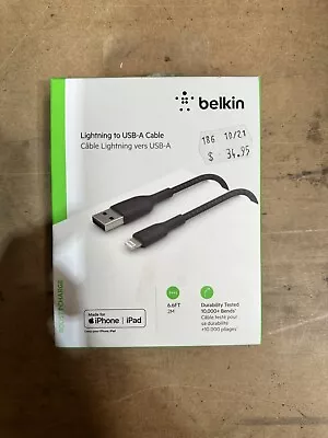 BELKIN MFi Certified IPhone To USB-A CABLE Braided 2M BLACK Box 288 • $22.99