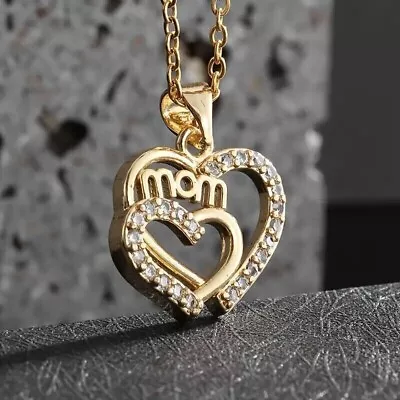 Mom-Heart  Beauty Pendant 2Ct Round Cut Simulated Diamond 14k Yellow Gold Plated • $136.49