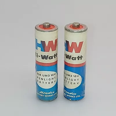 Vintage HW Hi-Watt Penlight Batterys Mindex Battery Works LTD - Display Only • $8