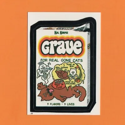 1986 Wacky Packages Grave Cat Food #77 Topps Mini Album Sticker Crave Spoof • $2.49