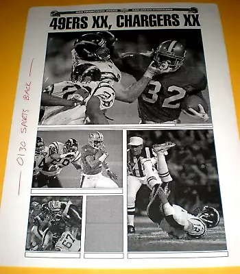 1/29/1995 (ONLY ONE SUPER BOWL) 49ers Vs CHARGERS SPORTS BACK PAGE PRESS LAYOUT • $11.75