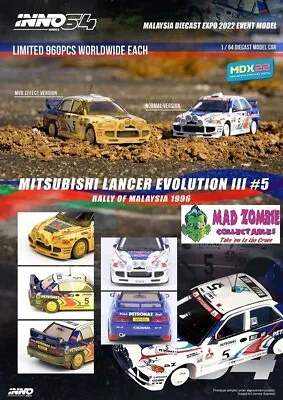 $39.99 • Buy Inno 64 - Mitsubishi Lancer Evolution #5 Rally Of Malaysia 1996 Mud Effect