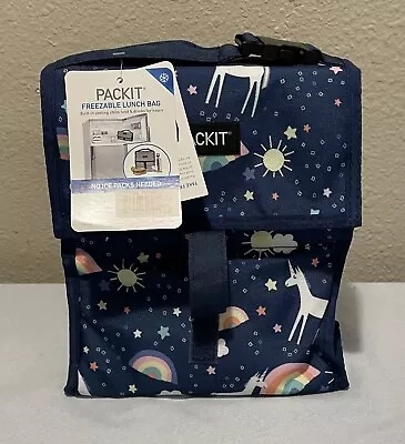 Packit Freezable Lunch Bag Tote Unicorn Sky Stars Rainbows Blue New Pack-It • $17.43