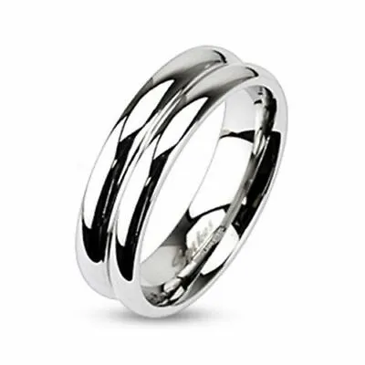 Mens Ladies STAINLESS STEEL Double Dome Mirror Polished Band Wedding Ring  • £3.49