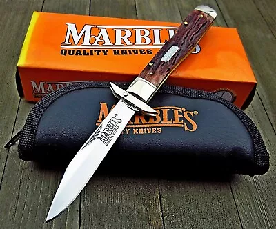 Marbles Outdoors Knives Stag Bone Handles Folding Guard Lock Back Pocket Knife • $6.50