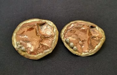 Vintage Mid-Century Brutalist Brass Drop Earrings  • $20