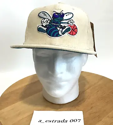 Retro Mitchell & Ness Charlotte Hornets NBA Off White Corduroy Snapback Hat Cap • $33.99