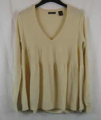 Moda International Silk Cashmere Sweater Medium Tiered Trapeze Winter White NEW • $24.99