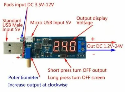 Universal USB / Micro Usb Powered Power Supply 1.2v - 24v Adjustable  • £2.49