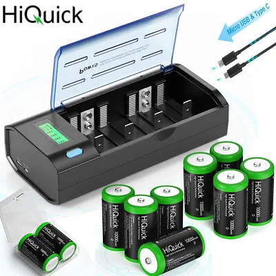 EBL Lot D Size Cell Rechargeable 1.2V NI-MH Batteries 10000mAh / Battery Charger • $42.99