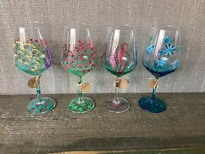 Hand Painted Large Wine Glasses • £12