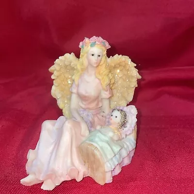 Vintage K’s Collection Angel Figurine With Baby Beside Her - Glitter Wings • $15.10