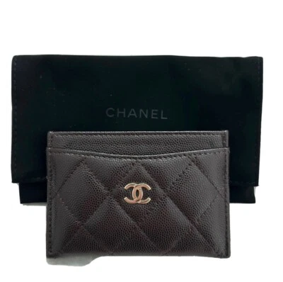 $495 • Buy Chanel Classic Card Holder 22K Brown Caviar With Gold CC ( WITH TAGS)