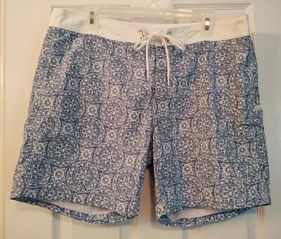 J Crew Original Swimwear Men's Blue/White Fully Lined Board Shorts Sz. 34 • $18