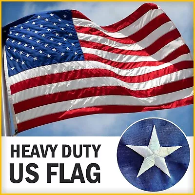 $12.99 • Buy USA American Flag Embroidered Stars Heavy Duty LARGE US Country Flag 3x5 Ft Long
