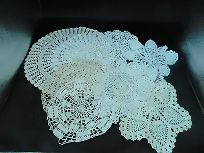 Lot Of 9 Vintage Round Crochet Doilies Doily  14  To 8  • $14.99