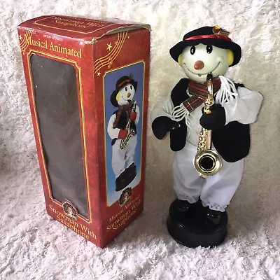 Vintage Christmas Magic Animated Moving Musical Snowman With Saxophone In Box • £69.95