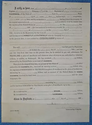 $34.99 • Buy Discharge Cert. For Corporal Mills, Co.  E  3rd PA Res. Vol., 3 Years Service