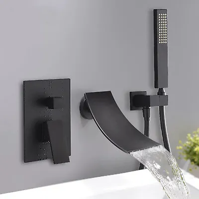 £78 • Buy Black Shower Mixer Concealed 2 Way Valve Wall Bathroom Waterfall Tub Filler Taps
