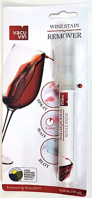 $9.99 • Buy WINE STAIN REMOVER VACU VIN PORTABLE Spray Pen  Spray Wait Blot 0.34 Oz/ 10 Ml