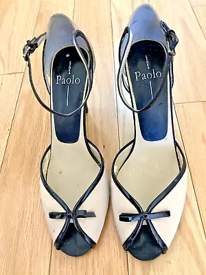 Vintage Lines Paolo High Heel Peep Toe Straps Shoes Size 8-8.5 • $1.99