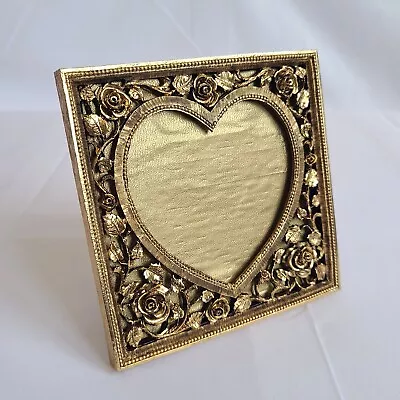 Matson Gold Gilt Brass Ornate Heart Floral Roses Photo Picture Frame Ormolu Vtg • $55.24