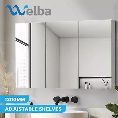 Welba Bathroom Mirror Cabinet Vanity Medicine Wall Shaving Storage 1200mmx720mm • $165.90