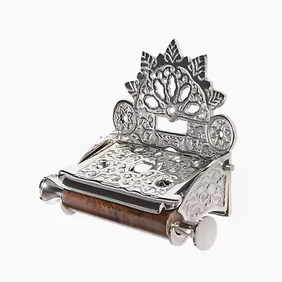 £19.99 • Buy Victorian Style Solid Brass Toilet Roll Holder Chrome Finish With Wooden Loop 