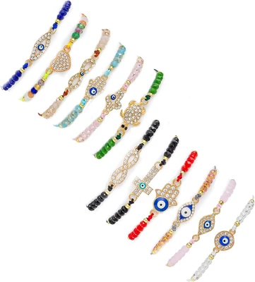 $8.99 • Buy 12 Pack Evil Eye Bracelets Mexican Bracelets Evil Eye Bracelet 