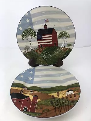 1999 Warren Kimble Sakura America The Beautiful Salad 8” Plates Set Of 2 Vintage • $19.88