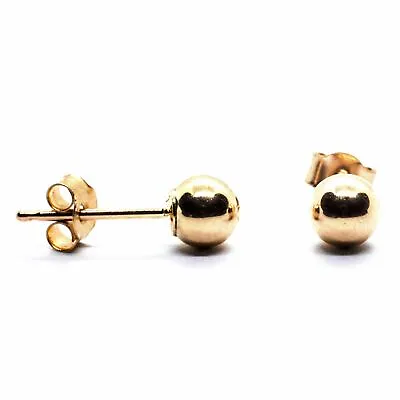 9ct Gold Ball Stud Earrings 4 Mm Across (posts And Backs Also 9ct Yellow Gold) • £19.99