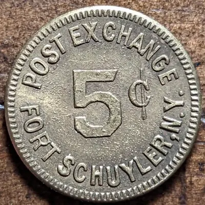 Fort Schuyler New York NY Post Exchange 5¢ Military Trade Token • $25.49