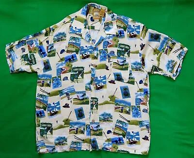 Island Collection Vintage Button Front Shirt 2000's Hawaiian Masters Golf Motif • $12
