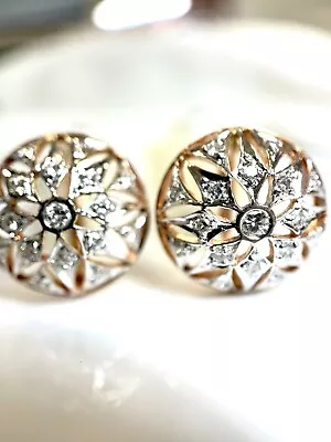 14kt Rose Gold And White Gold Round Vintage Diamond Earrings • $624.99