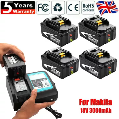 Makita Battery 18V 3Ah BL1850B BL1860 BL1830B BL1815N LXT400 194205-3 LED Li-Ion • £21.90