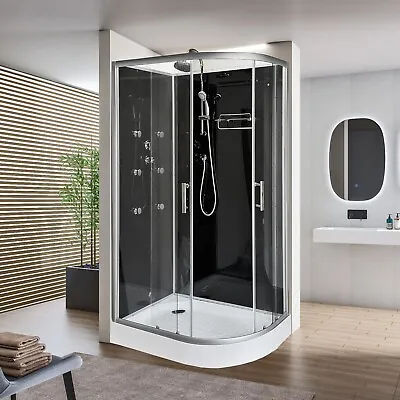 1200x800mm Black THERMOSTATIC Quadrant Shower Cabin Room Cubicle Enclosure LEFT • £549