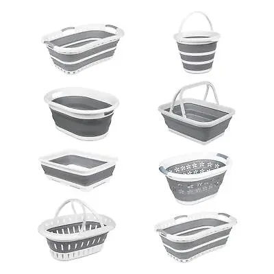 Collapsible Laundry Basket Kitchen Washing Up Bowl Silicone Bucket Storage • £8.99