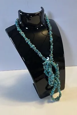Vintage Turquoise Chip Strand Necklace No Clasp 16.5” • $18
