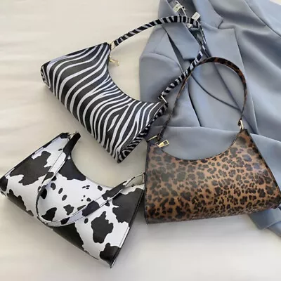 Fashion Zebra Leopard Print Women Handbag PU Leather Underarm Shoulder Bags Ni • £5.68